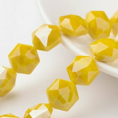 10 x Electroplated Hexagons in Yellow, 15x15mm