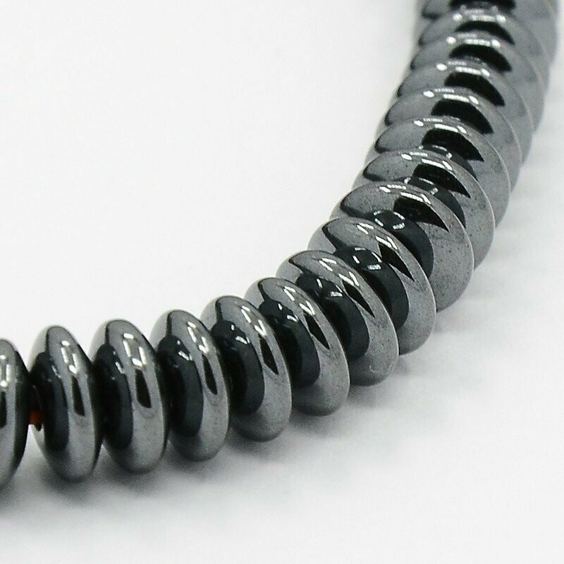 50 x Synthetic Hematite Rondelles, 6x2mm