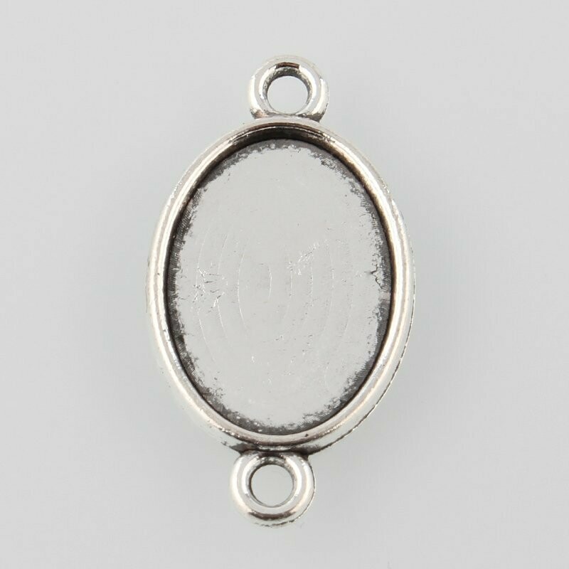 10 x Antique Silver Bezels, Oval, 18x13mm