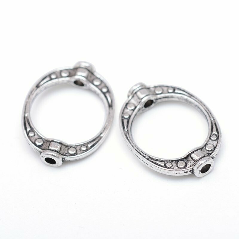 20 x Antique Silver Tibetan Bead Frames, 15x10mm