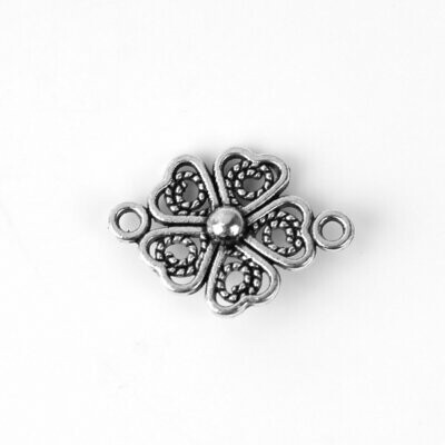 10 x Antique Silver Round Flower Connectors, 21x15mm