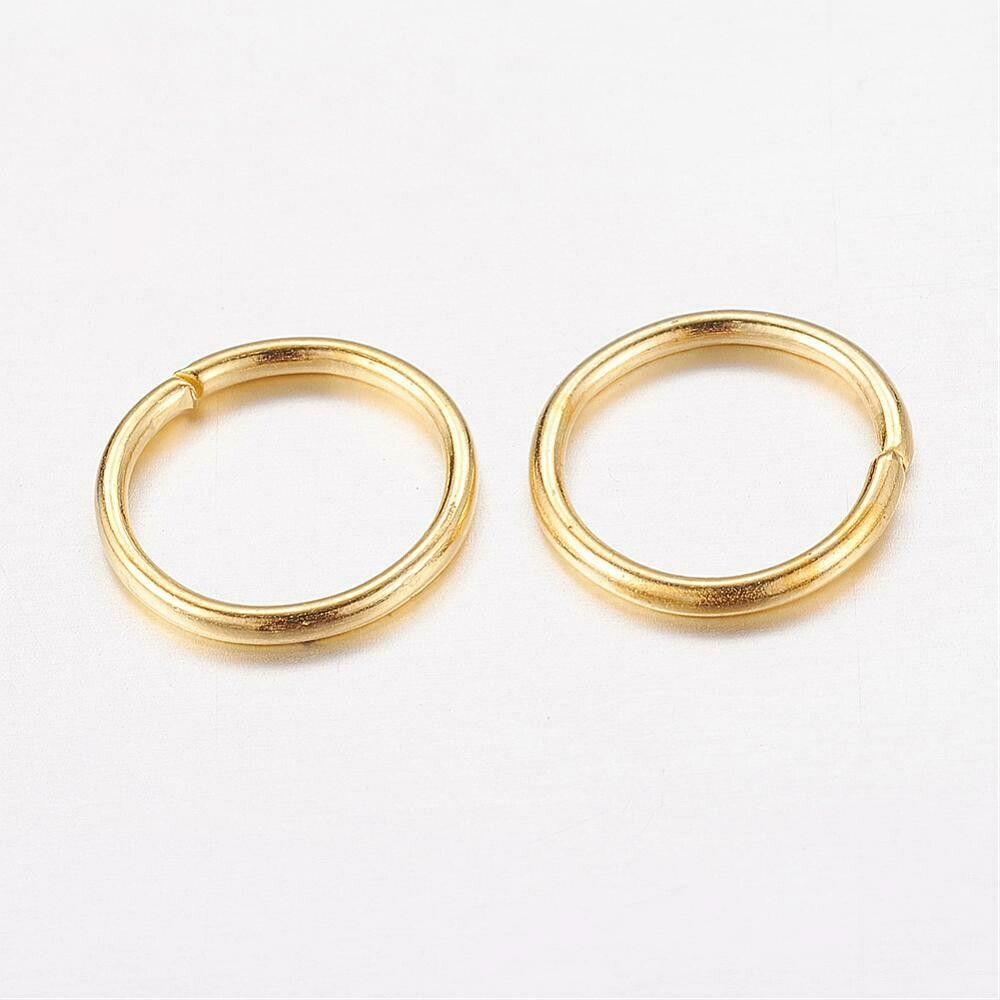 50 x Gold Plated Open Jump Rings, 8mm x 1mm