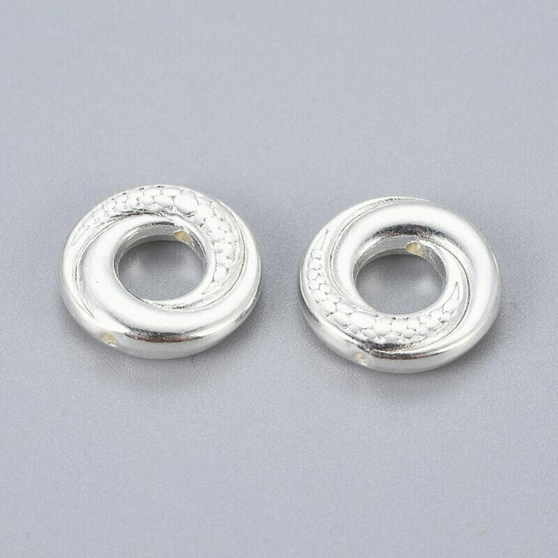 10 x Silver Tibetan Donut Beads, 15mm