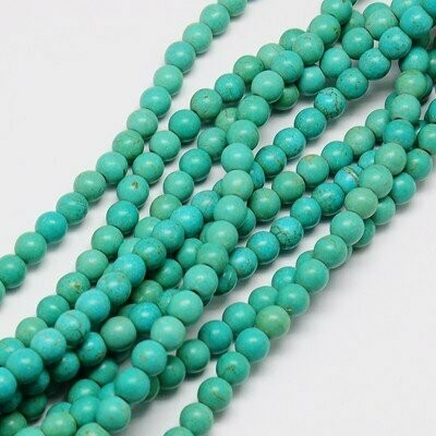 Howlite Beads in Turquoise, 6mm, 1 Strand