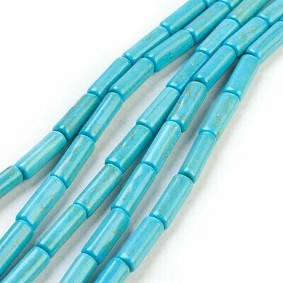 Howlite Tubes in Turquoise, 13x4mm, 1 Strand