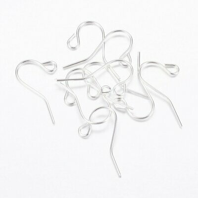 Silver Plated Ear Hooks, 25 Pairs