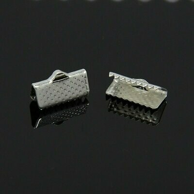 25 x Silver Plated Ribbon Ends, 13x7mm