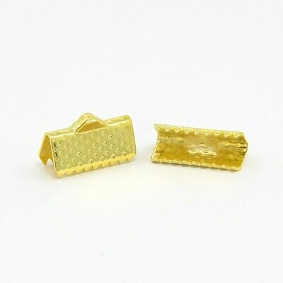 25 x Gold Plated Ribbon Ends, 13x7mm