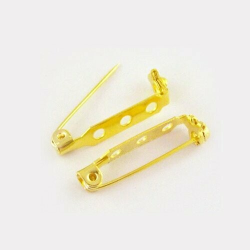 10 x Brooch Pins, Gold, 27x5mm