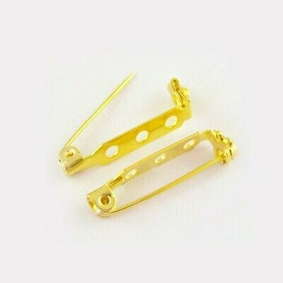 10 x Brooch Pins, Gold, 27x5mm