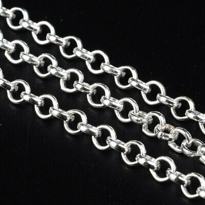 Silver Plated Rolo Chain, 4x1mm, 1 Metre