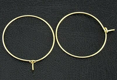 10 x Gold Wine Glass Charm Hoops, 30mm