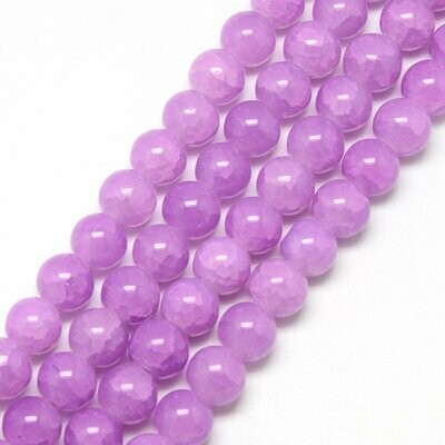 25 x 10mm Crackle Glass in Lilac/Light Purple