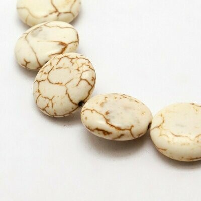 Dyed Howlite Discs in White, 12x6mm, 1 Strand