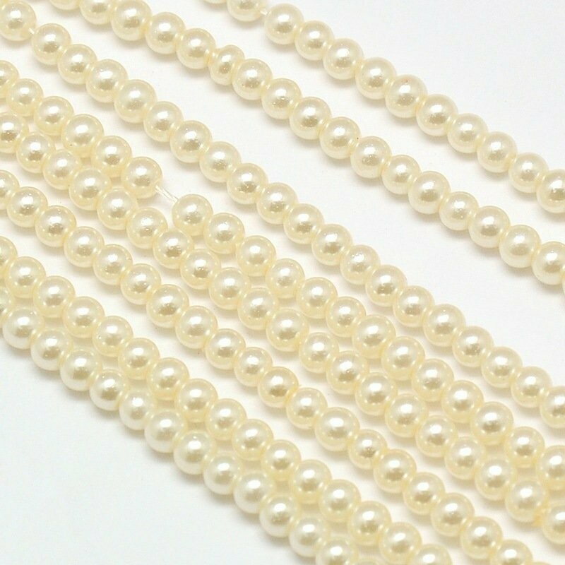 4mm Glass Pearls in Ivory