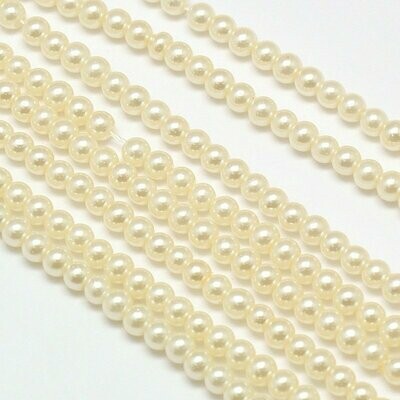 4mm Glass Pearls in Ivory