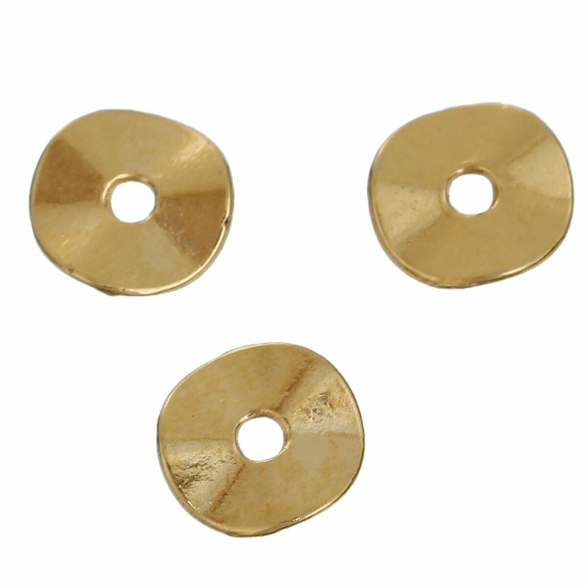 50 x Gold Plated Wavy Rondelle Spacer Beads, 9mm