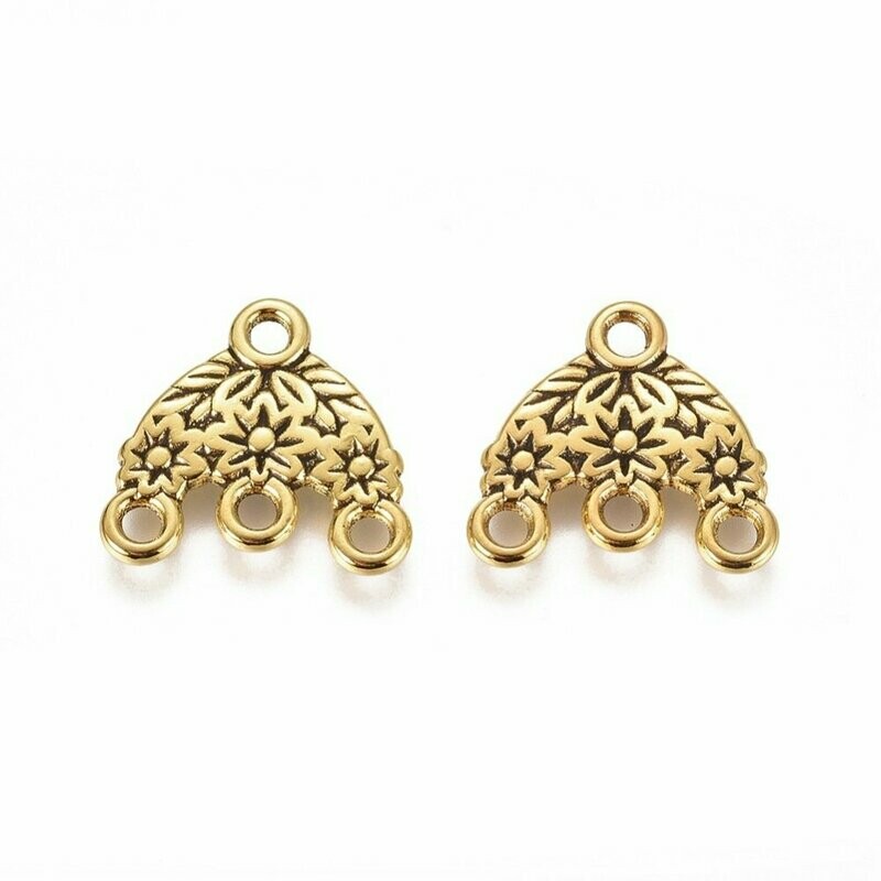 Antique Gold Connectors/Links 2, 15x16mm, 4 Loops