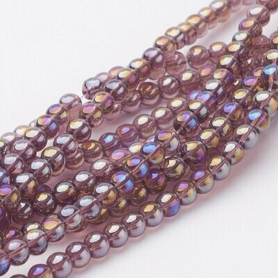 Glass Beads in AB Burgundy, 6mm, 1 Strand