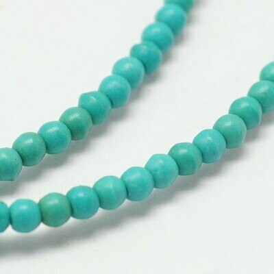 Howlite Beads in Turquoise, 3mm, 1 Strand