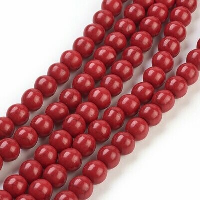 50 x Howlite Beads in Red, 8mm
