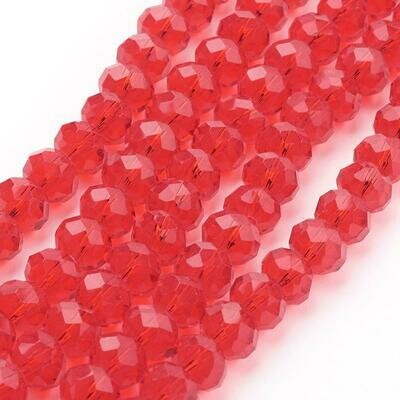 50 x 8x6mm Crystal Glass Rondelles in Red