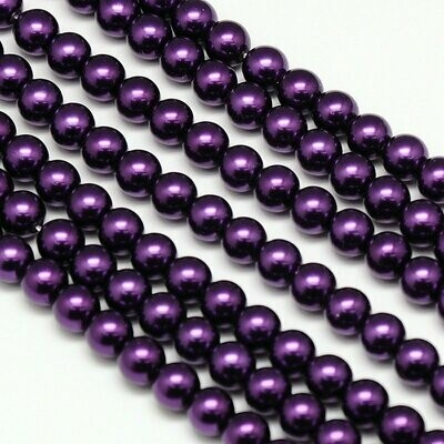 6mm Glass Pearls in Purple, 1 Strand