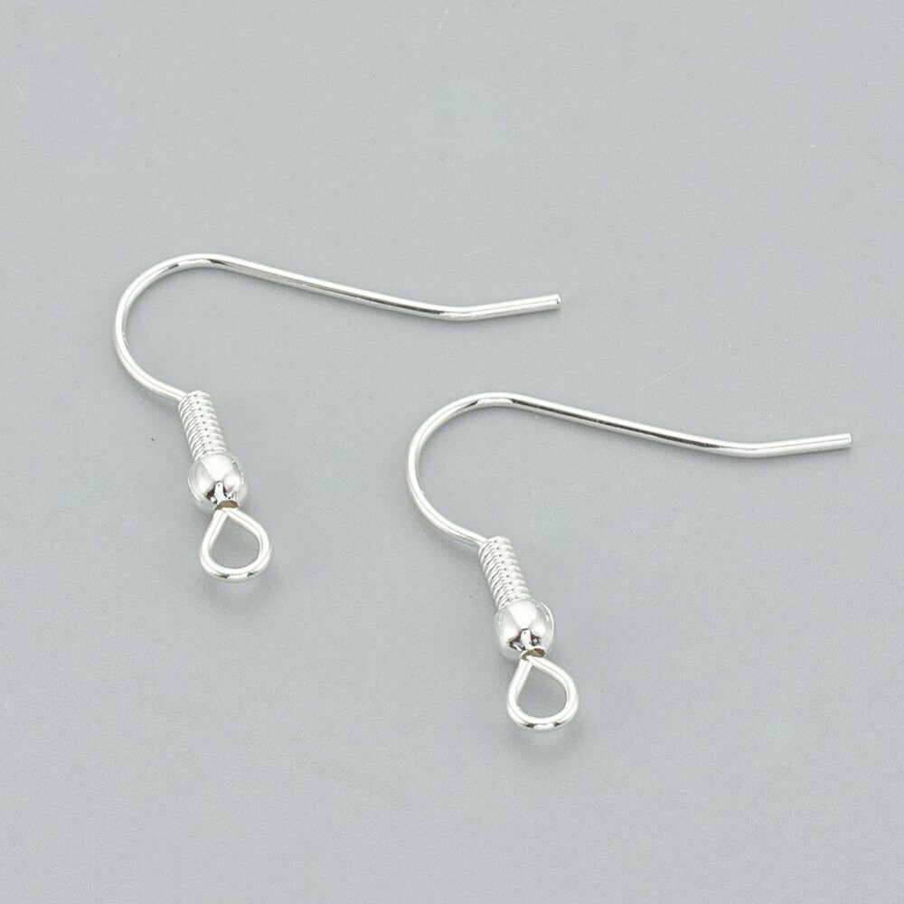 Stainless Steel Ear Hooks in Silver, 20x20mm, 10 Pairs