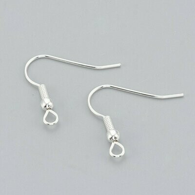 Stainless Steel Ear Hooks in Silver, 20x20mm, 10 Pairs