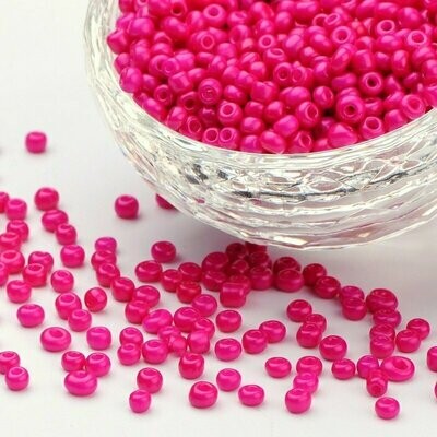 Seed Beads in Hot Pink/Fuchsia, Size 8, 3mm