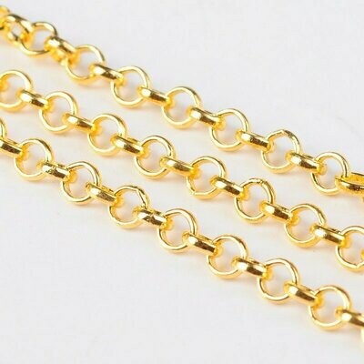 Gold Plated Rolo Chain, 4x1mm, 1 Metre