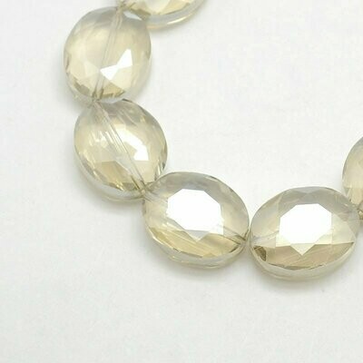 10 x Electroplated Glass Ovals, Papaya, 20x16x8mm