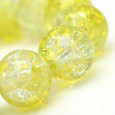 25 x 10mm Crackle Glass in Two Tone Yellow
