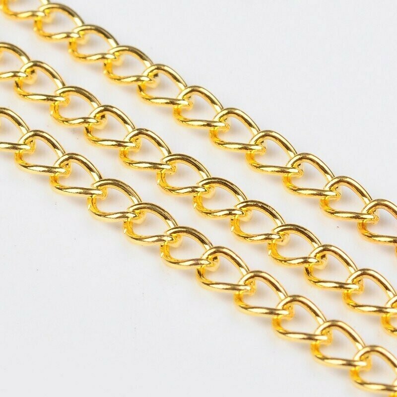 Gold Plated Curb Chain 5 x 3.5mm, sold per Metre