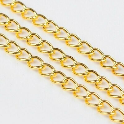 Gold Plated Curb Chain 5 x 3.5mm, sold per Metre