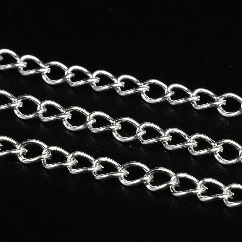 Silver Plated Curb Chain 5 x 3.5mm, sold per Metre