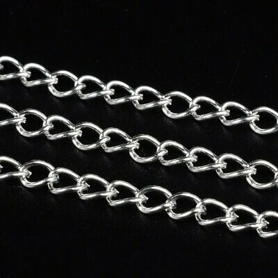 Silver Plated Curb Chain 5 x 3.5mm, sold per Metre