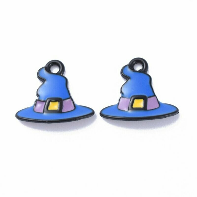 Halloween Enamel Witches Hat Charm, 13x15mm