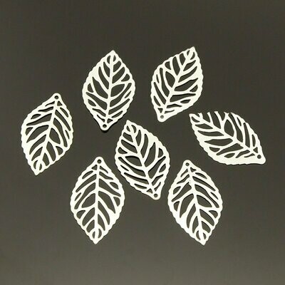 Silver Plated Leaf Charm, 23x14mm