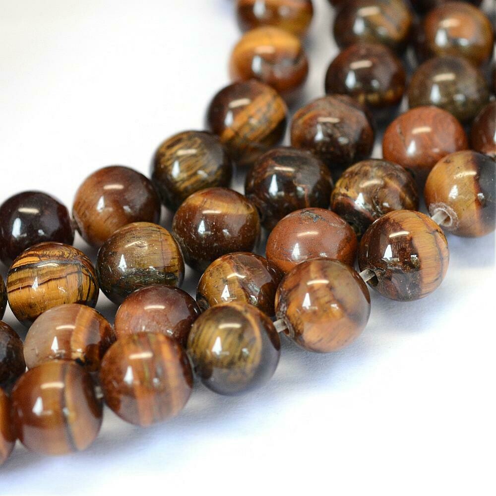 Natural Tiger Eye Beads, 6mm, 1 Strand
