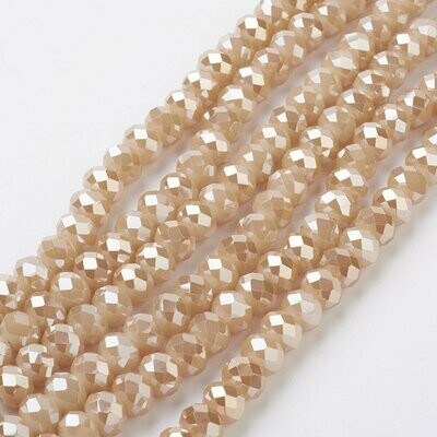 50 x 8x6mm Electroplated Faceted Glass Rondelles in Papaya