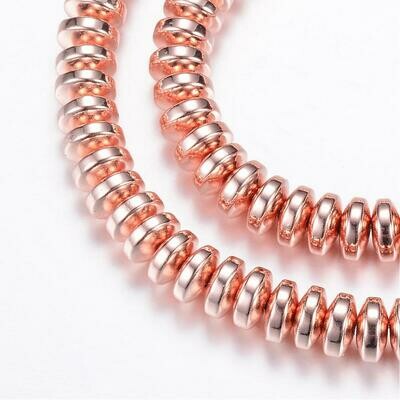 Rose Gold Electroplated Synthetic Hematite, 4x2mm, 1 Strand