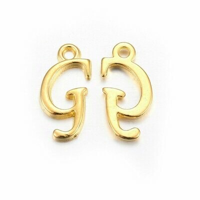Gold Letter 'G' Charm/Pendant, 15x8x2mm