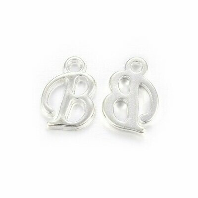 Silver Letter 'B' Charm/Pendant, 15x8x2mm