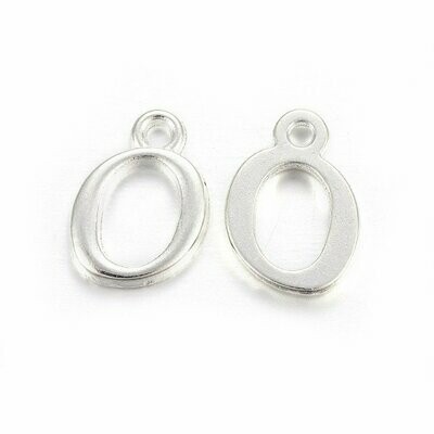 Silver Letter 'O' Charm/Pendant, 15x8x2mm