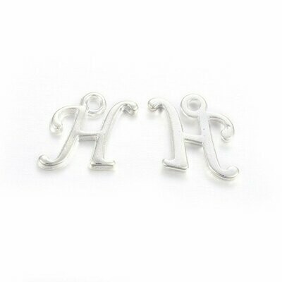 Silver Letter 'H' Charm/Pendant, 15x8x2mm