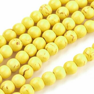 Howlite Beads in Yellow, 6mm, 1 Strand