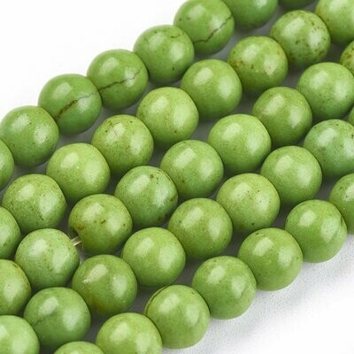 Howlite Beads in Green, 6mm, 1 Strand