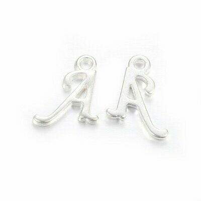 Silver Letter 'A' Charm/Pendant, 15x8x2mm