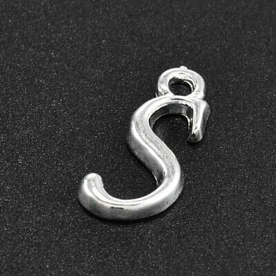 Silver Letter 'S' Charm, 15x8x2mm